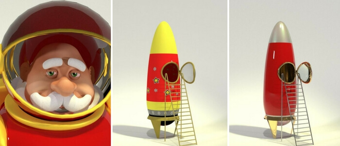 Raypunk Santa Big Rocketship